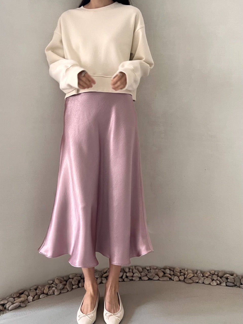 SATIN MID SKIRT