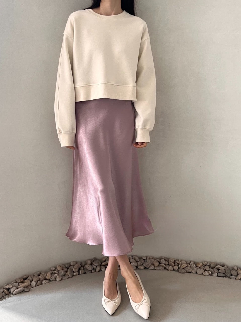 SATIN MID SKIRT