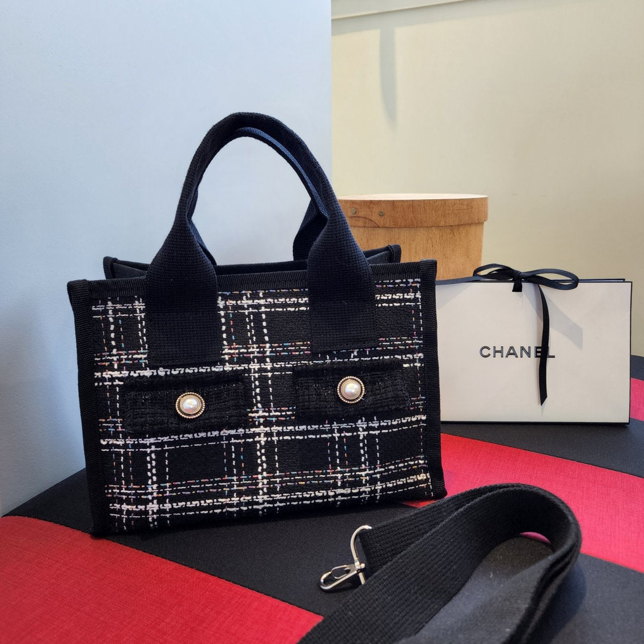 Chanel tweed hot sale tote bag