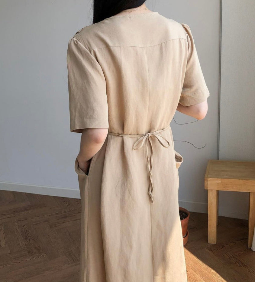 LINEN POCKET DRESS