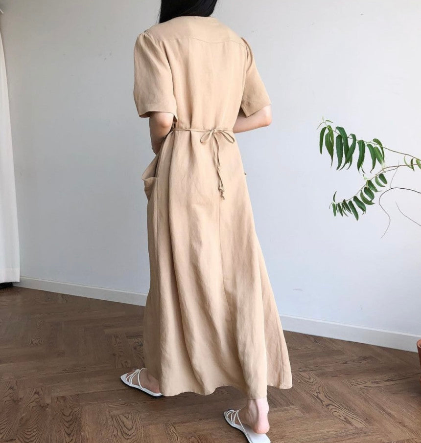 LINEN POCKET DRESS