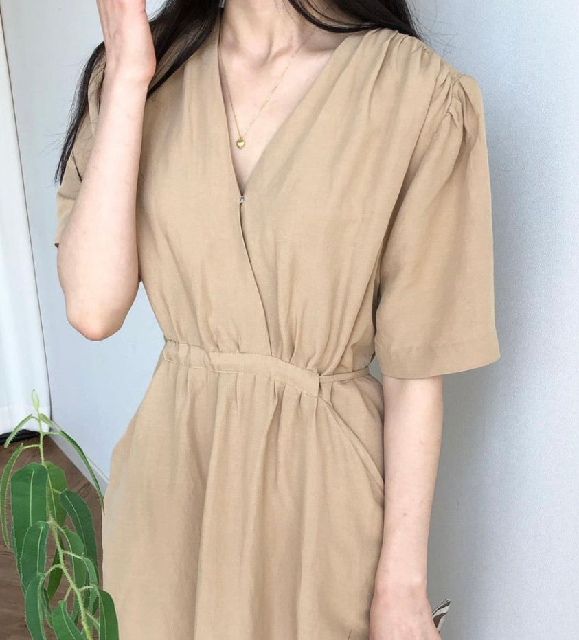 LINEN POCKET DRESS