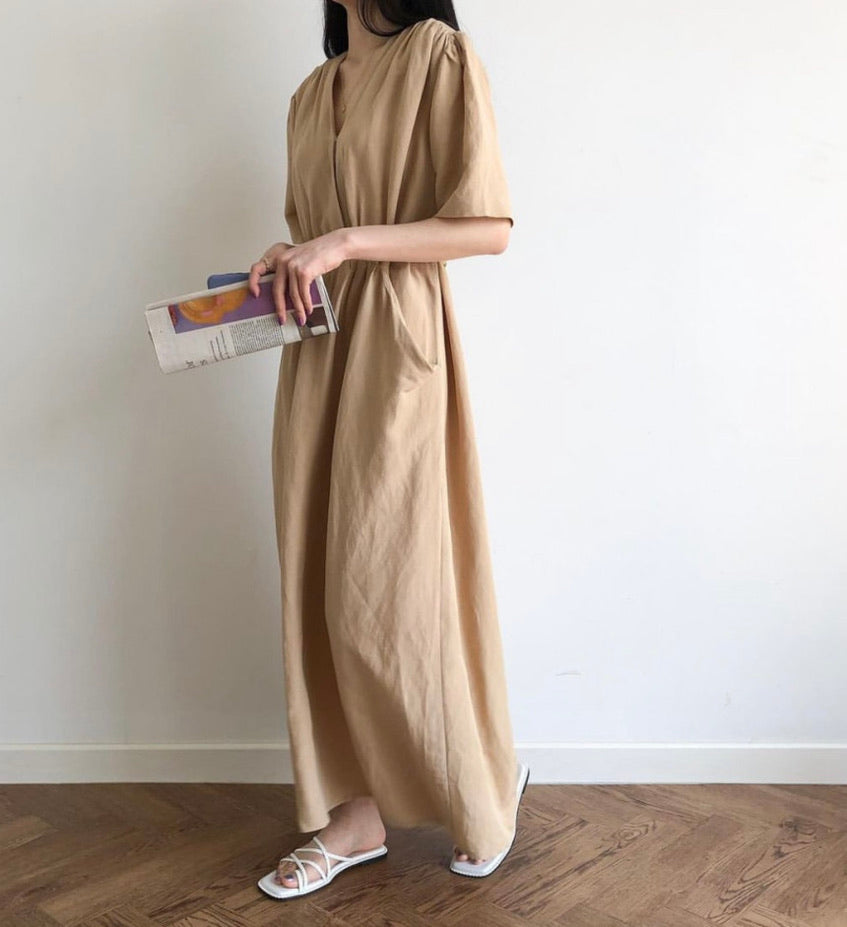 LINEN POCKET DRESS