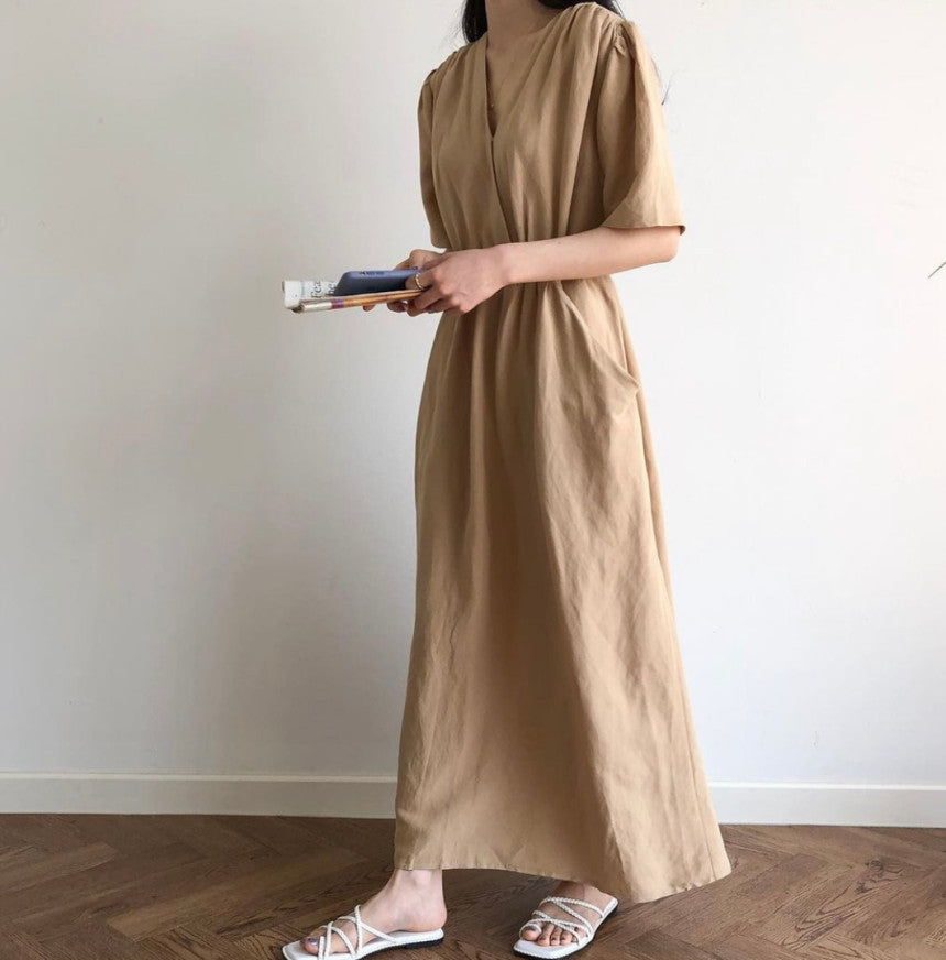 LINEN POCKET DRESS