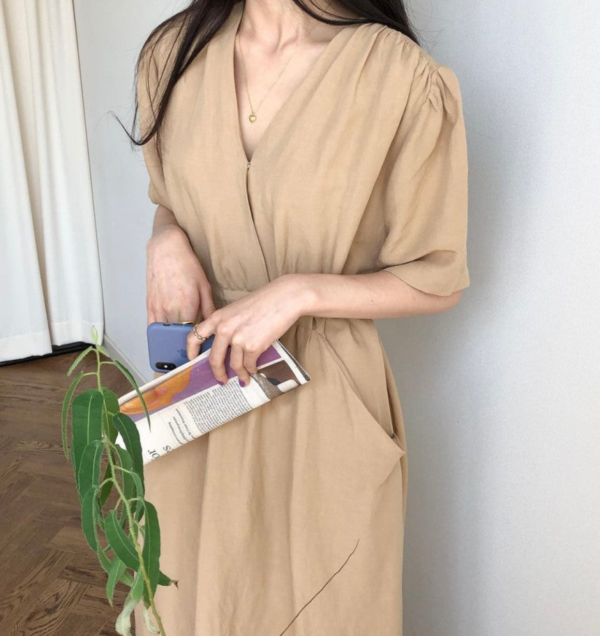 LINEN POCKET DRESS