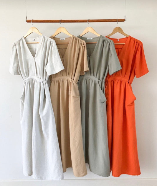 LINEN POCKET DRESS