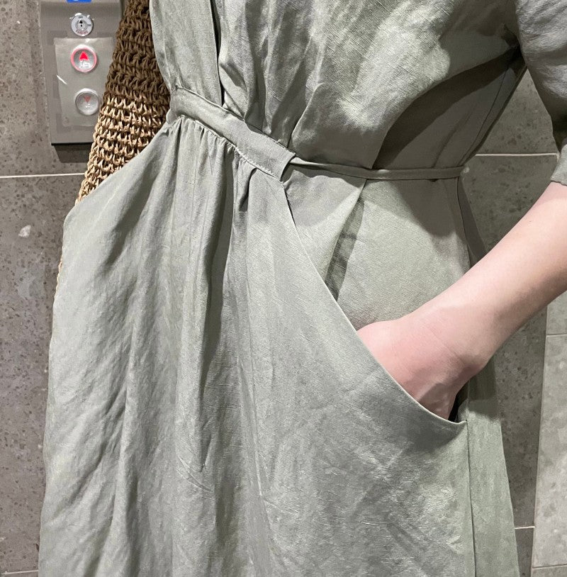 LINEN POCKET DRESS